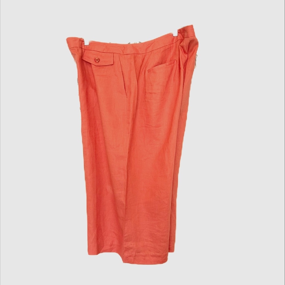 Rafaella Pants LINEN Crop Wide Leg Zipper Pockets Size 18W Coral EUC